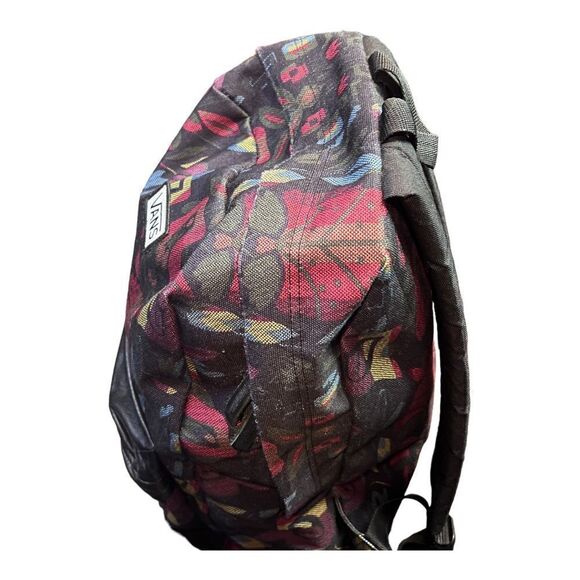 VANS BackPack BookBag Back To School Abstract Floral Leather Accent